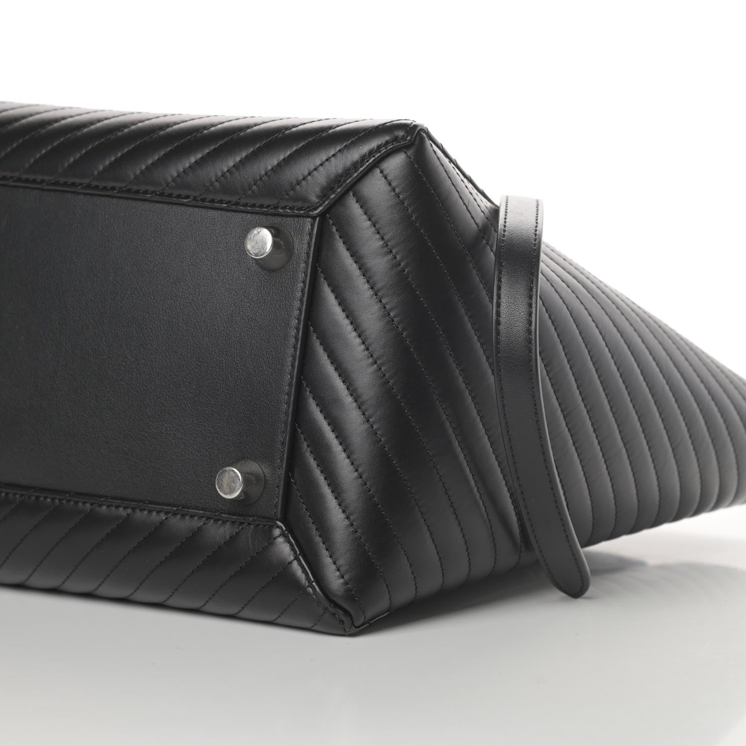 Celine Calfskin Diagonal Quilted Mini Belt Bag Black 8 of 16