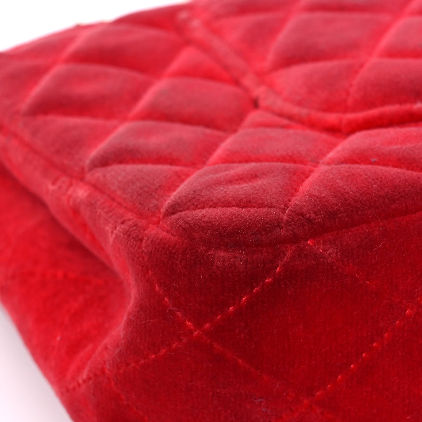 Velvet Quilted Medium Double Flap Red