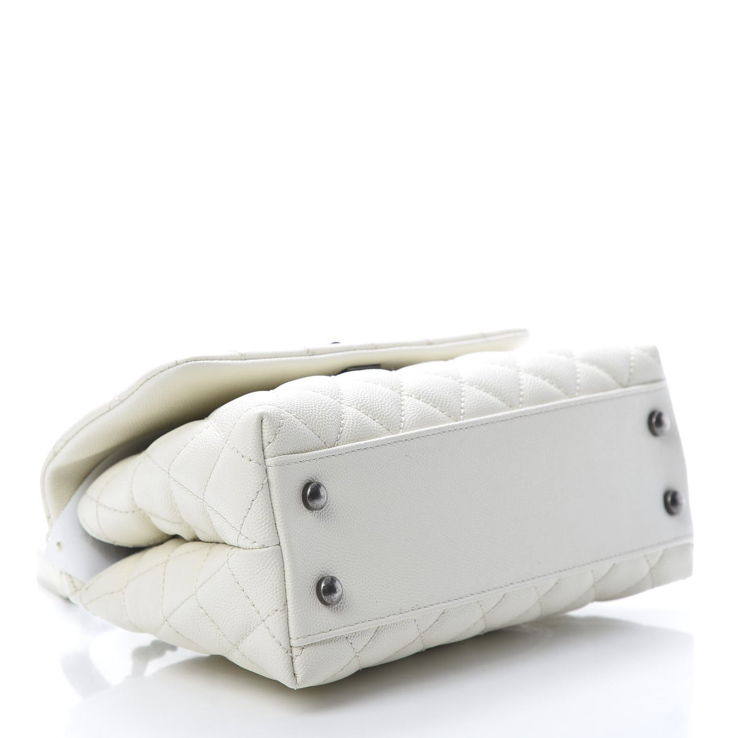 Caviar Lizard Quilted Mini Coco Handle Flap White