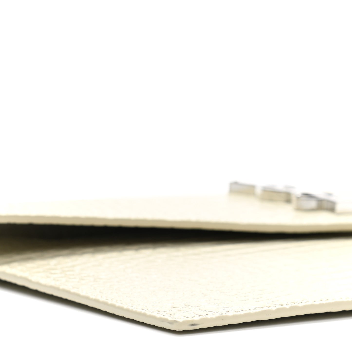 Calfskin Crocodile Embossed Uptown Monogram Pouch Crema Soft