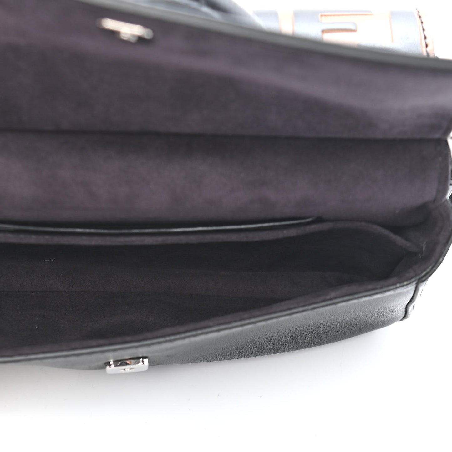 Vitello Dolce F is Fendi FF Embossed Micro Double Baguette Tobacco Black