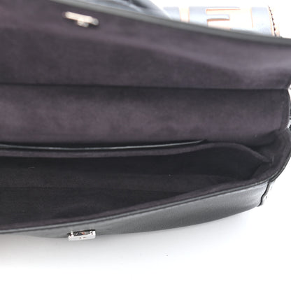 Fendi Vitello Dolce F is Fendi FF Embossed Micro Double Baguette Tobacco Black 5 of 9