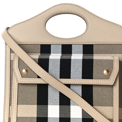 Burberry Smooth Calfskin Canvas Check Mini Pocket Bag Dusty Sand Soft Fawn 7 of 9