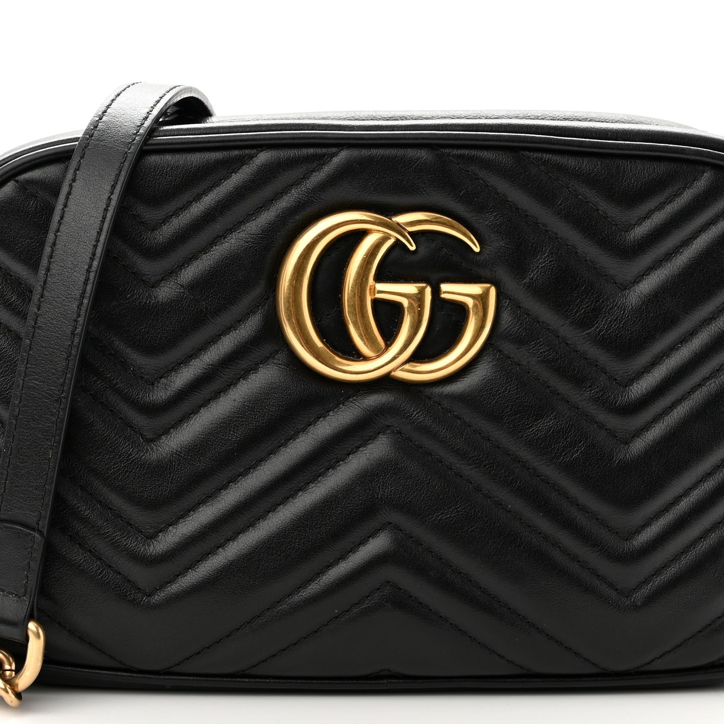 Calfskin Matelasse Small GG Marmont Chain Shoulder Bag Black
