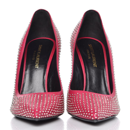 Saint Laurent Calfskin Micro Stud Paris 105 Pumps 38 Fuchsia 2 of 12