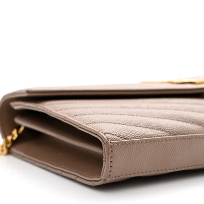 Saint Laurent Grain De Poudre Matelasse Chevron Monogram Chain Wallet Fard 11 of 13