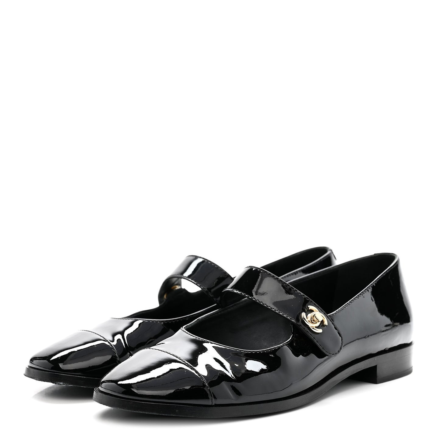 Patent Calfskin Mary Janes Flats 39 Black