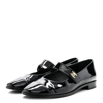 Chanel Patent Calfskin Mary Janes Flats 39 Black 4 of 9