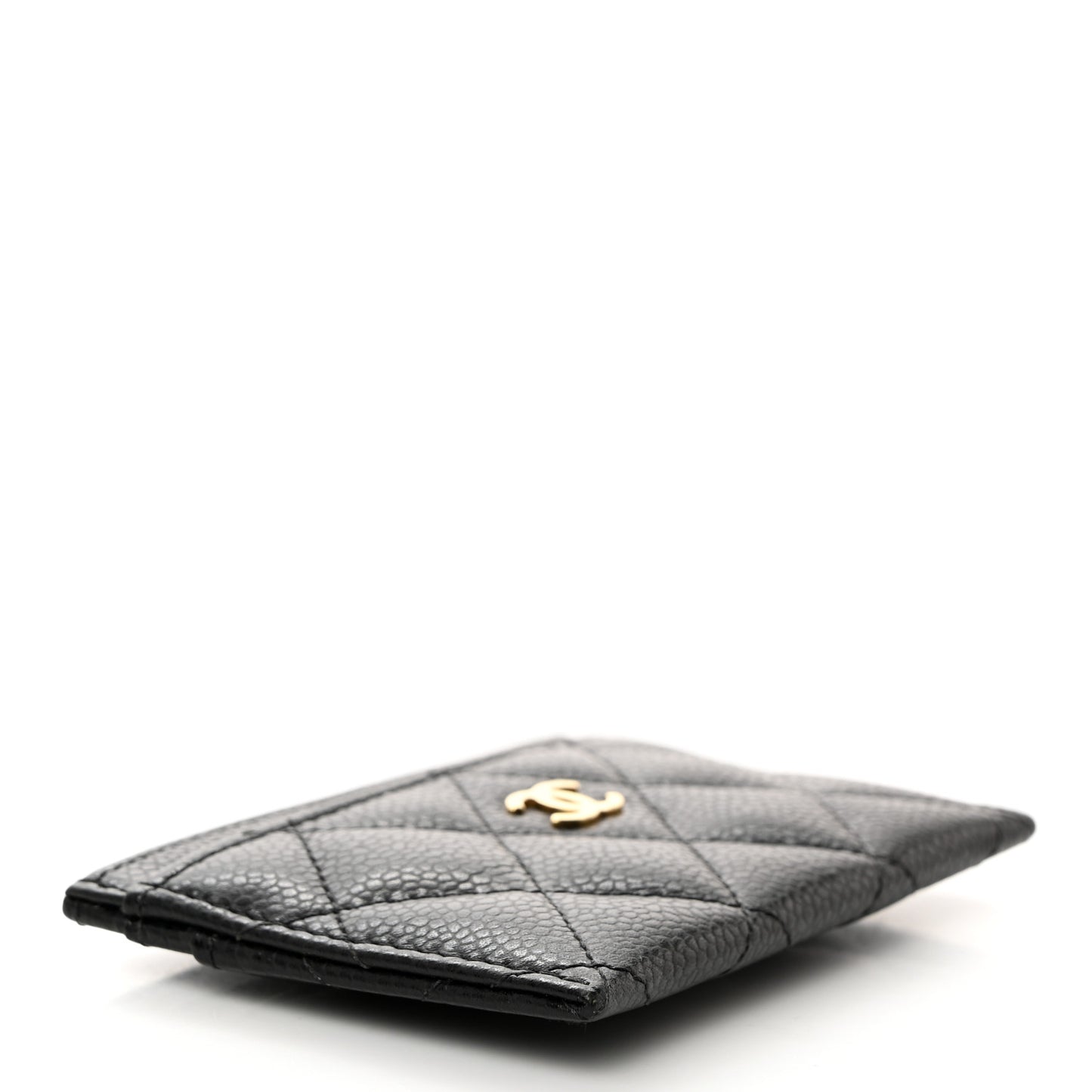 Caviar Quilted Card Holder Black