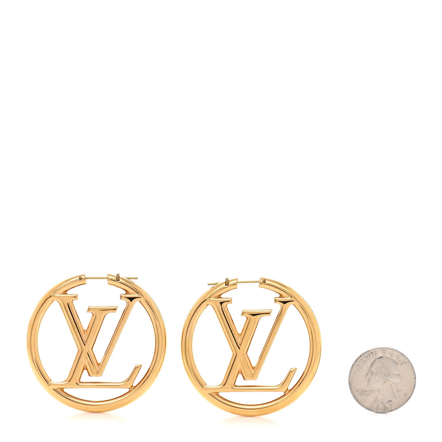 Louis Vuitton Metal Louise Hoop Earrings Gold 2 of 4