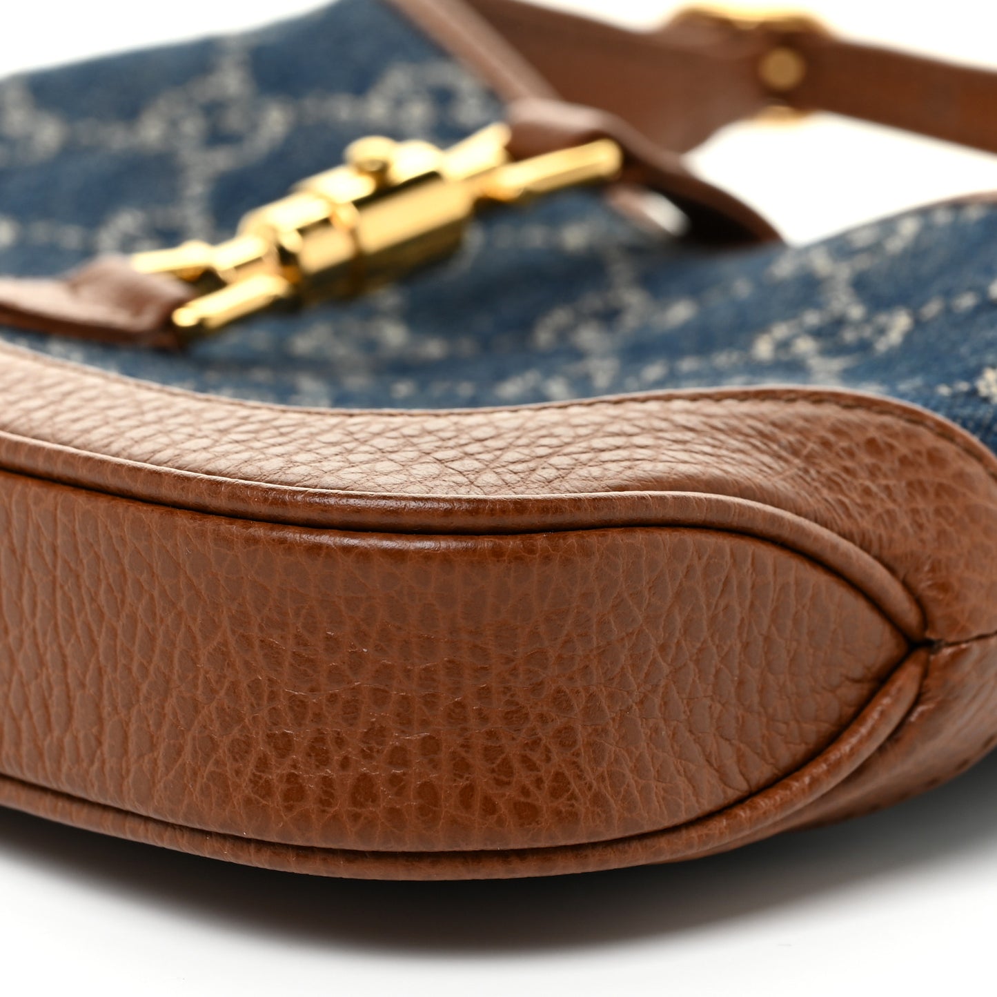 New Denim GG Monogram Calfskin Mini Jackie 1961 Hobo Blue Tea Cuir