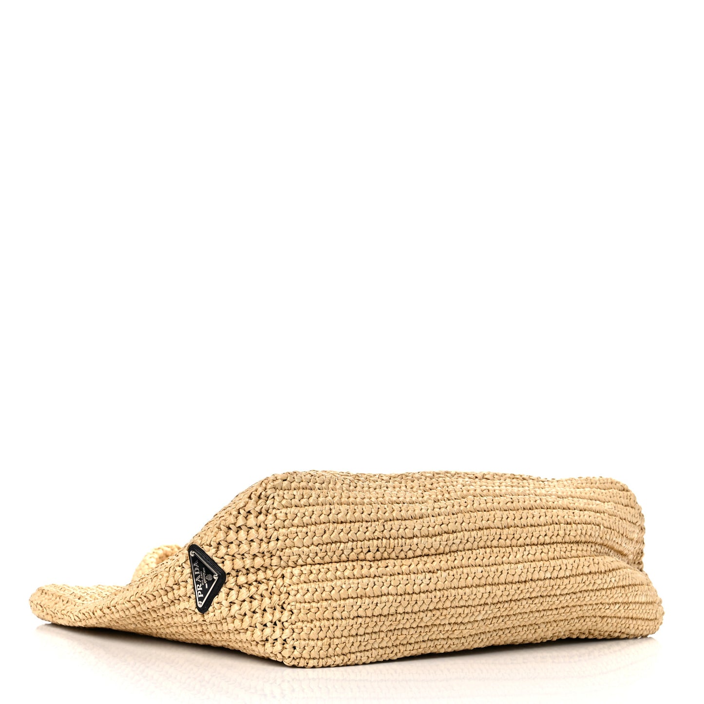 Yarn Raffia Effect Crochet Embroidered Logo Tote Naturale