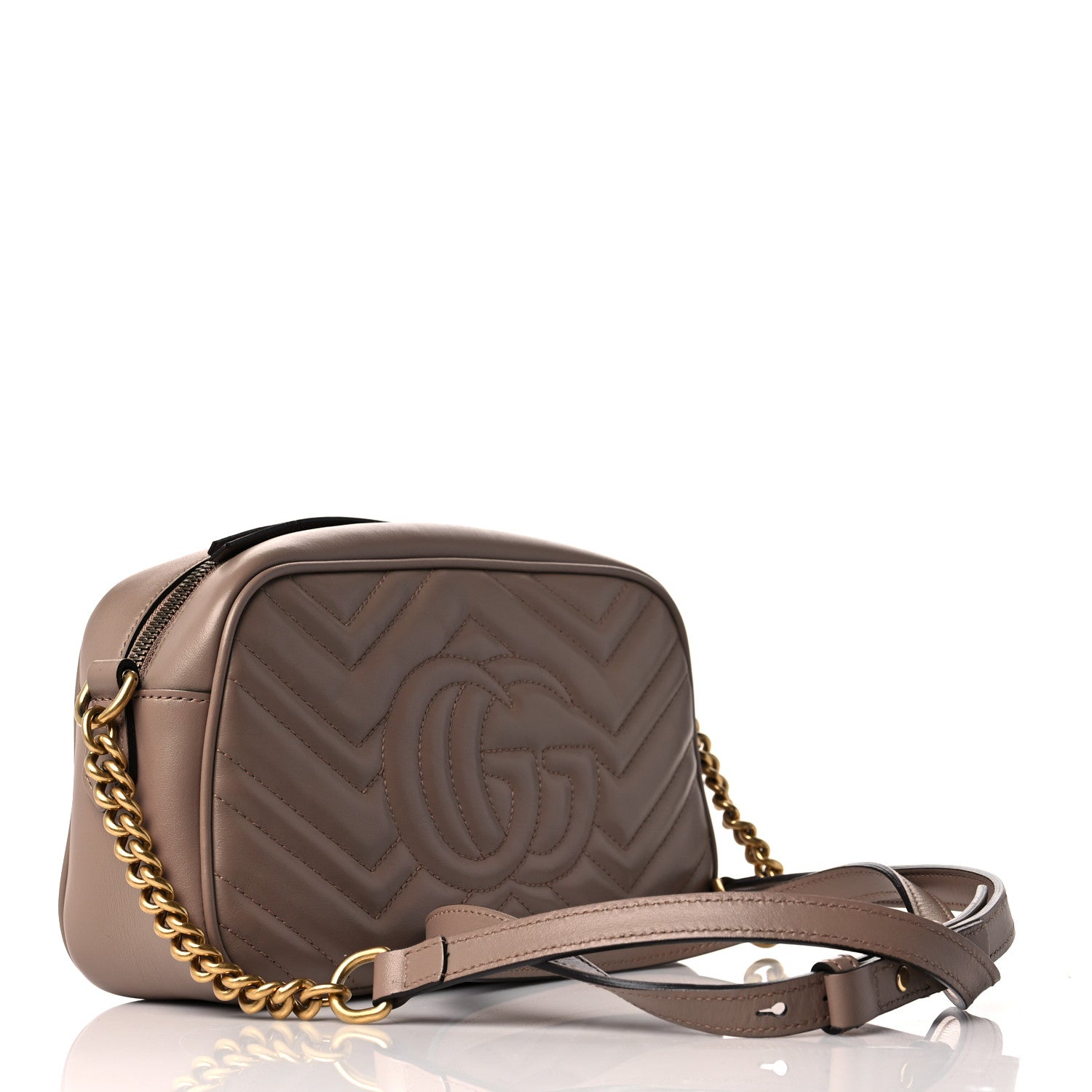 Gucci Calfskin Matelasse Small GG Marmont Chain Shoulder Bag Porcelain Rose 3 of 8