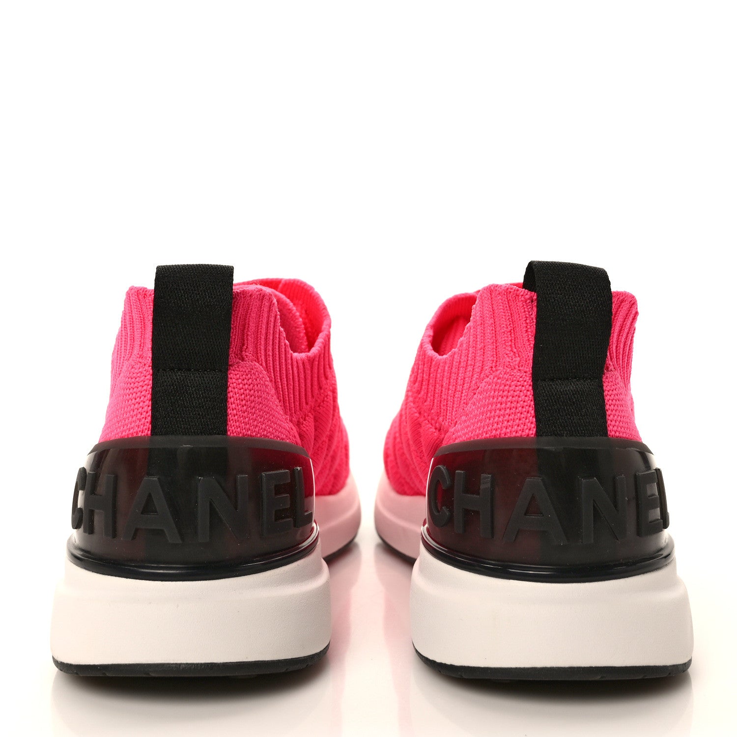 Chanel Mixed Fibers Quilted Womens CC Sneakers 36.5 Bright Pink 5 of 10