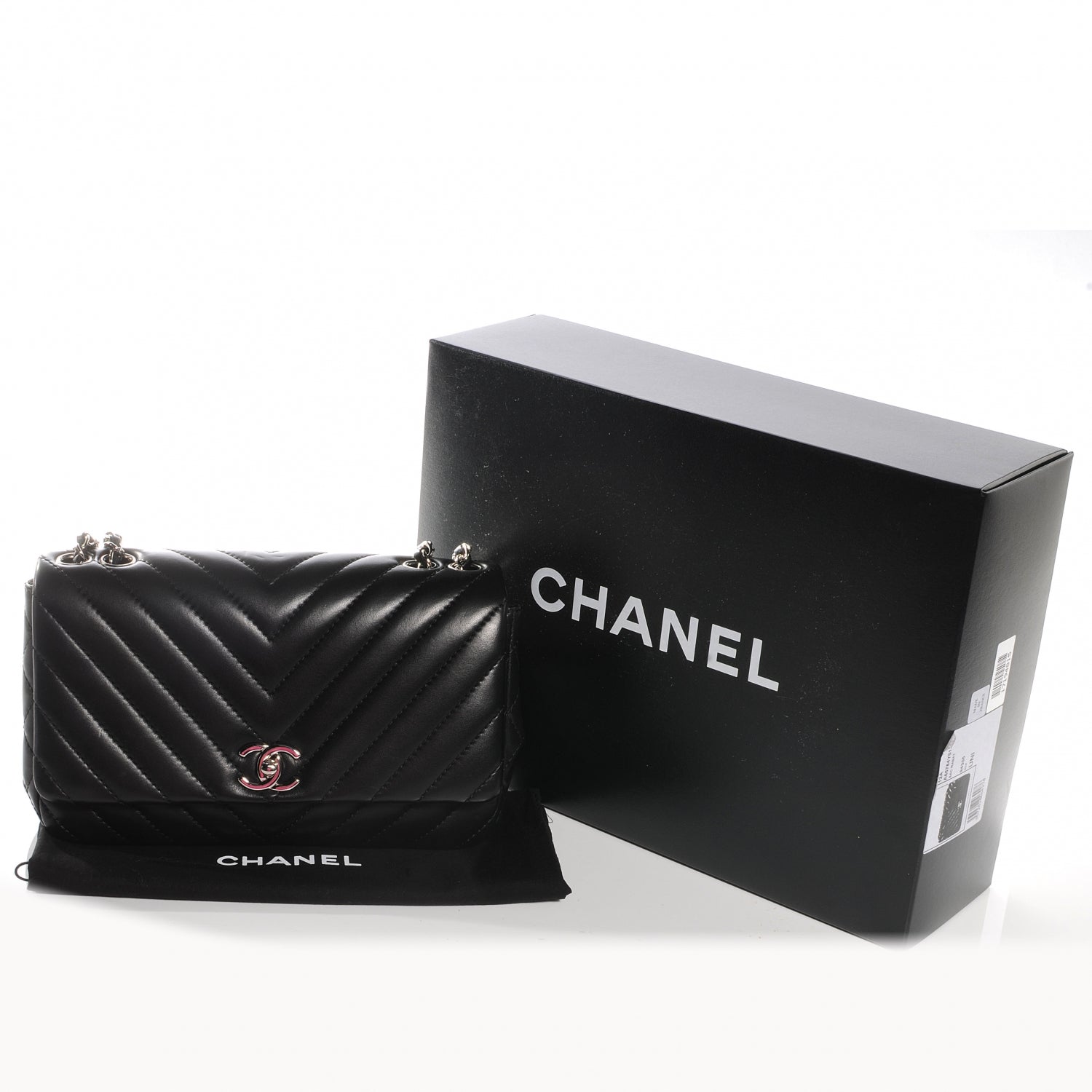 Chanel Lambskin Surpique Chevron Medium Flap Black 5 of 8