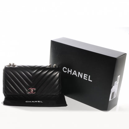 Chanel Lambskin Surpique Chevron Medium Flap Black 5 of 8
