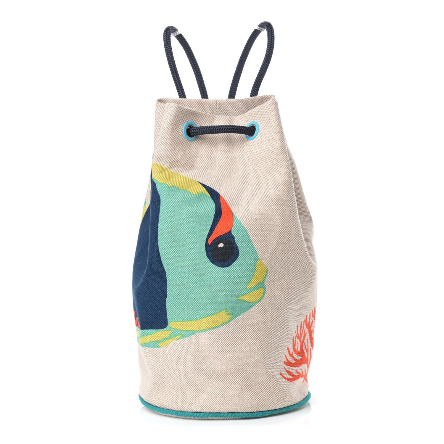 Hermes Toile H Canvas Under The Waves Drawstring Duffle Bag 1 of 10