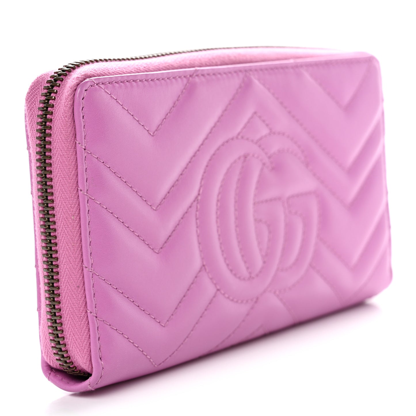 Calfskin Matelasse GG Marmont Zip Around Wallet Pink