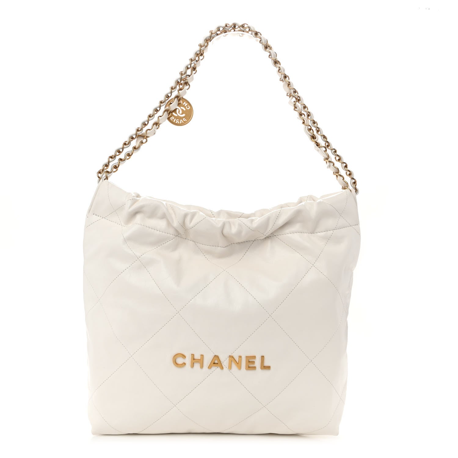 Chanel Shiny Calfskin Quilted Small Chanel 22 White 3 of 11
