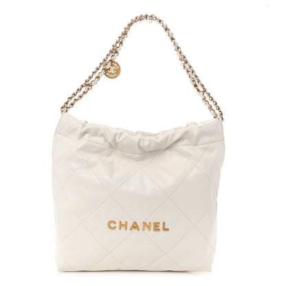 Chanel Shiny Calfskin Quilted Small Chanel 22 White 3 of 11