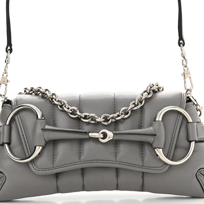 Gucci Nappa Vertical Matelasse Small Maxi Horsebit Chain Shoulder Bag Gray 8 of 12