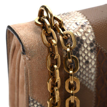 Prada Suede Snakeskin Patchwork Small Flap Bag Brown Multicolor 14 of 14