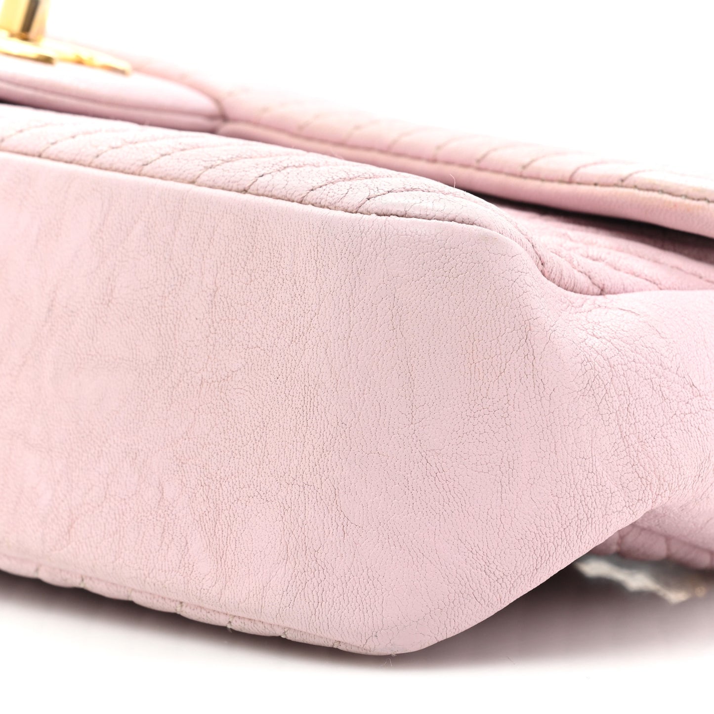 Wrinkled Lambskin Chevron Quilted Medium Surpique Flap Pink