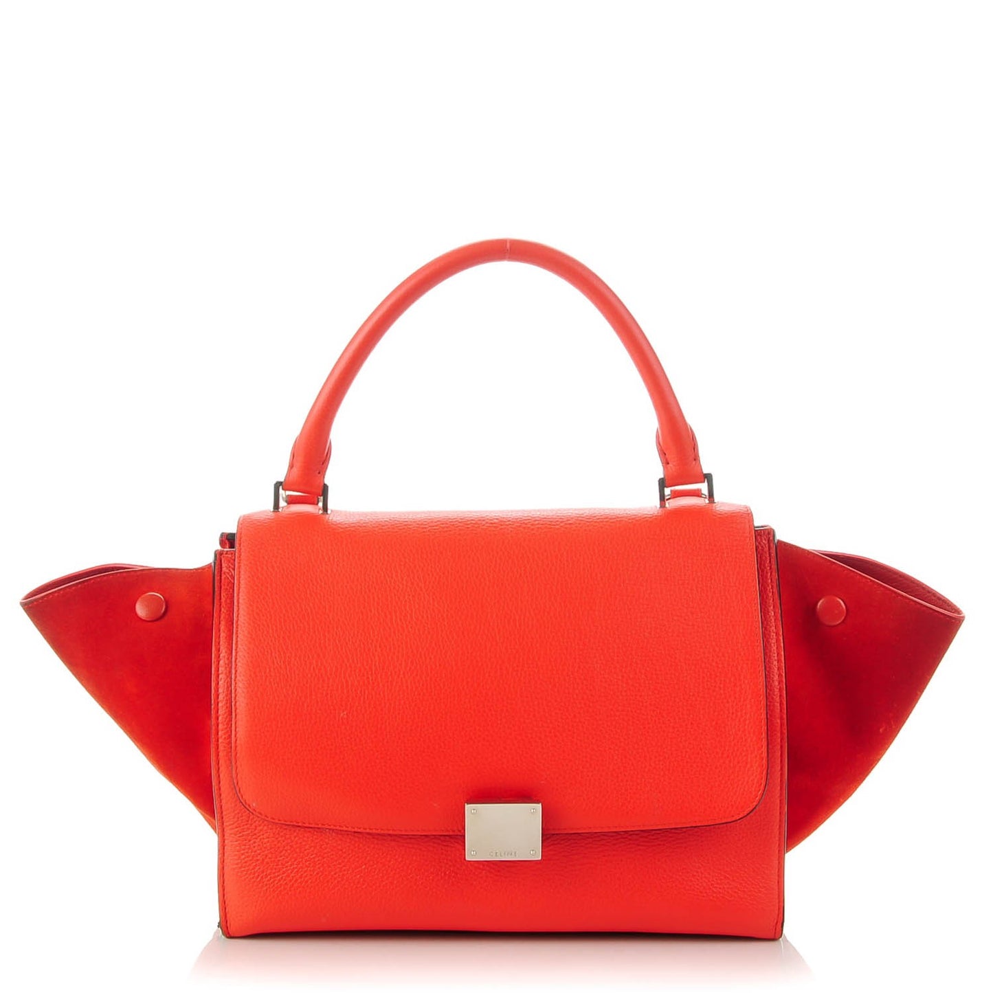 Drummed Calfskin Suede Small Trapeze Coquelicot