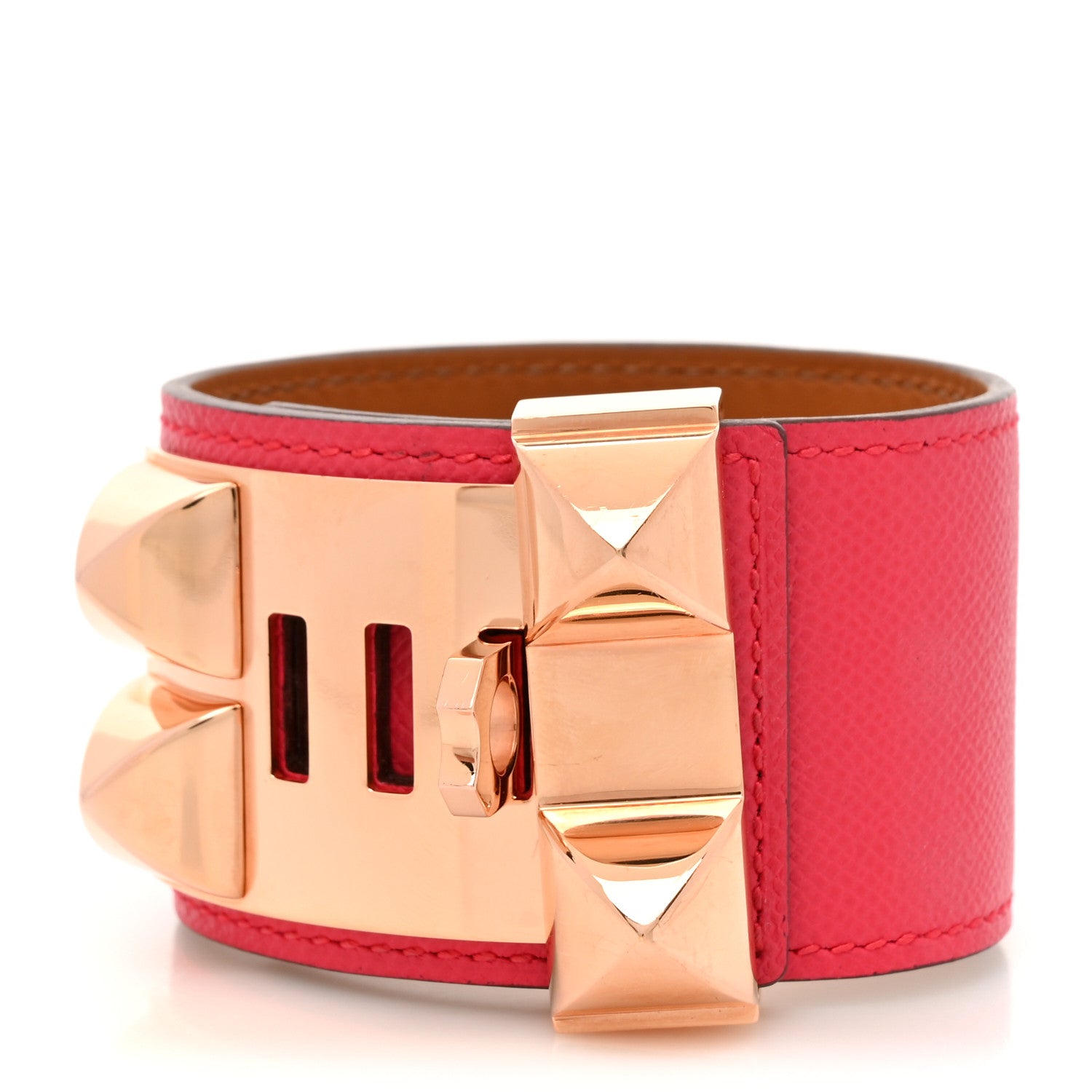 Hermes Madame Calfskin Collier De Chien CDC Bracelet T2 Rose Extreme 3 of 7
