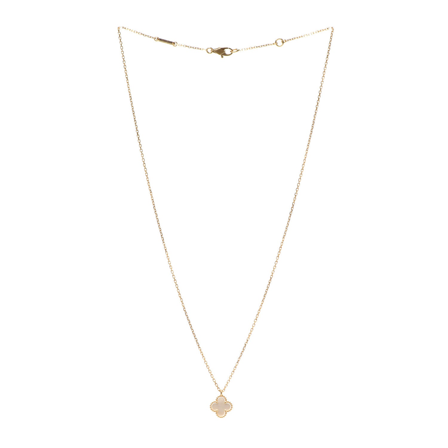 Van Cleef & Arpels 18K Yellow Gold Mother of Pearl Sweet Alhambra Pendant Necklace 3 of 5