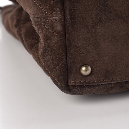 Chanel Suede Quilted Shopping Tote Brown 12 of 15