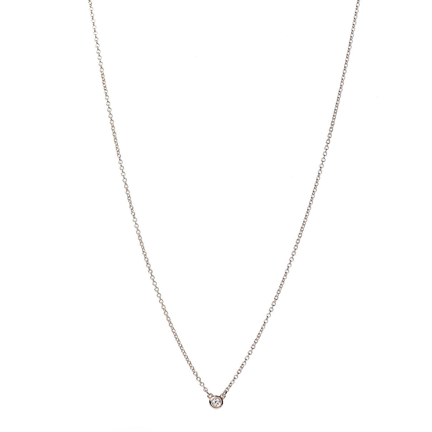 18K Rose Gold Diamond .03ct Elsa Peretti Diamonds by the Yard Pendant Necklace