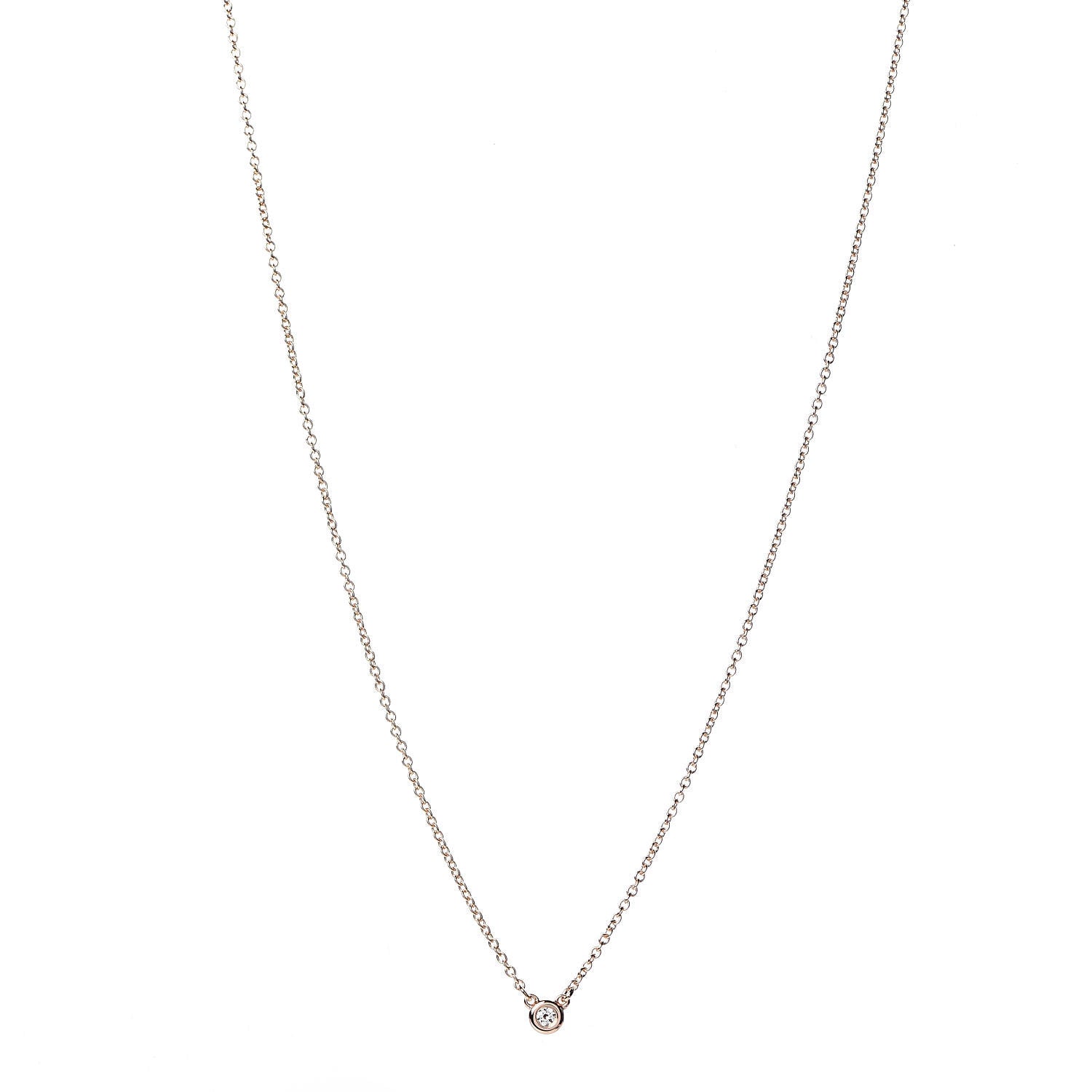 Tiffany 18K Rose Gold Diamond .03ct Elsa Peretti Diamonds by the Yard Pendant Necklace 1 of 9