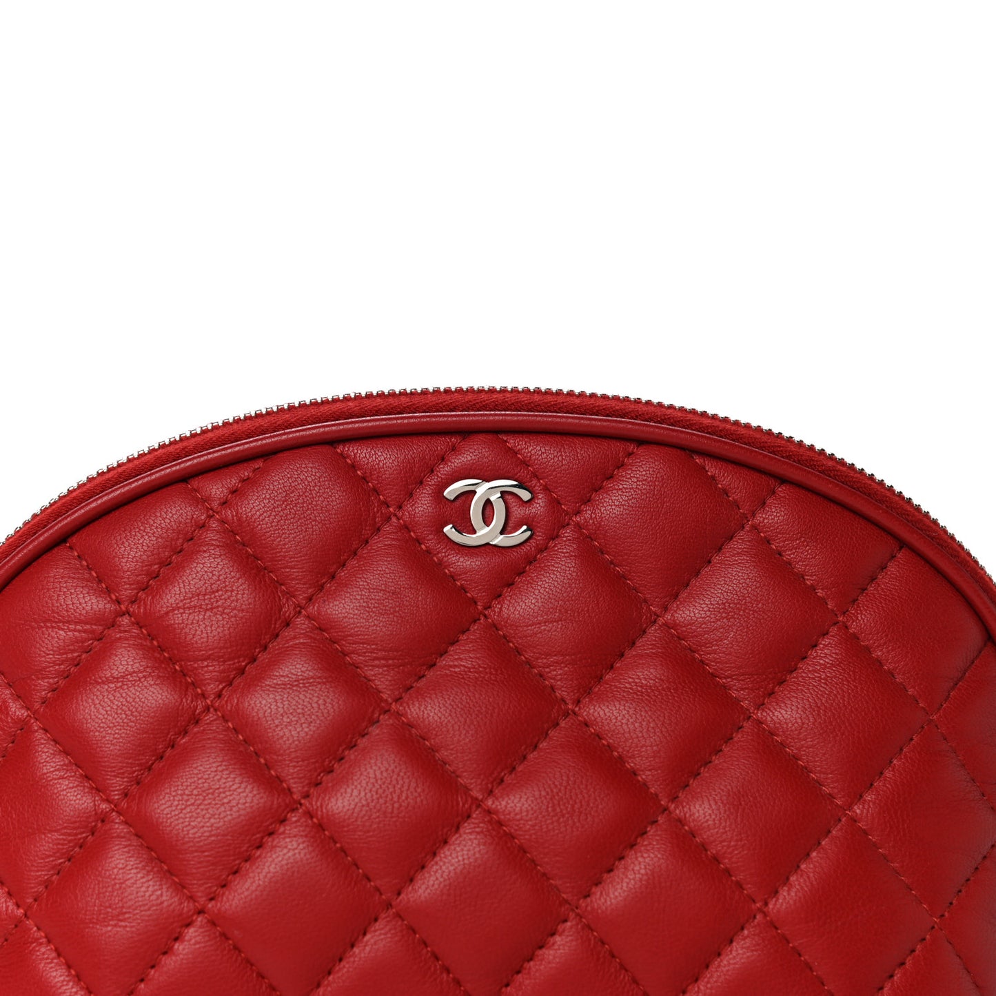 Lambskin Quilted Cosmetic Case Red
