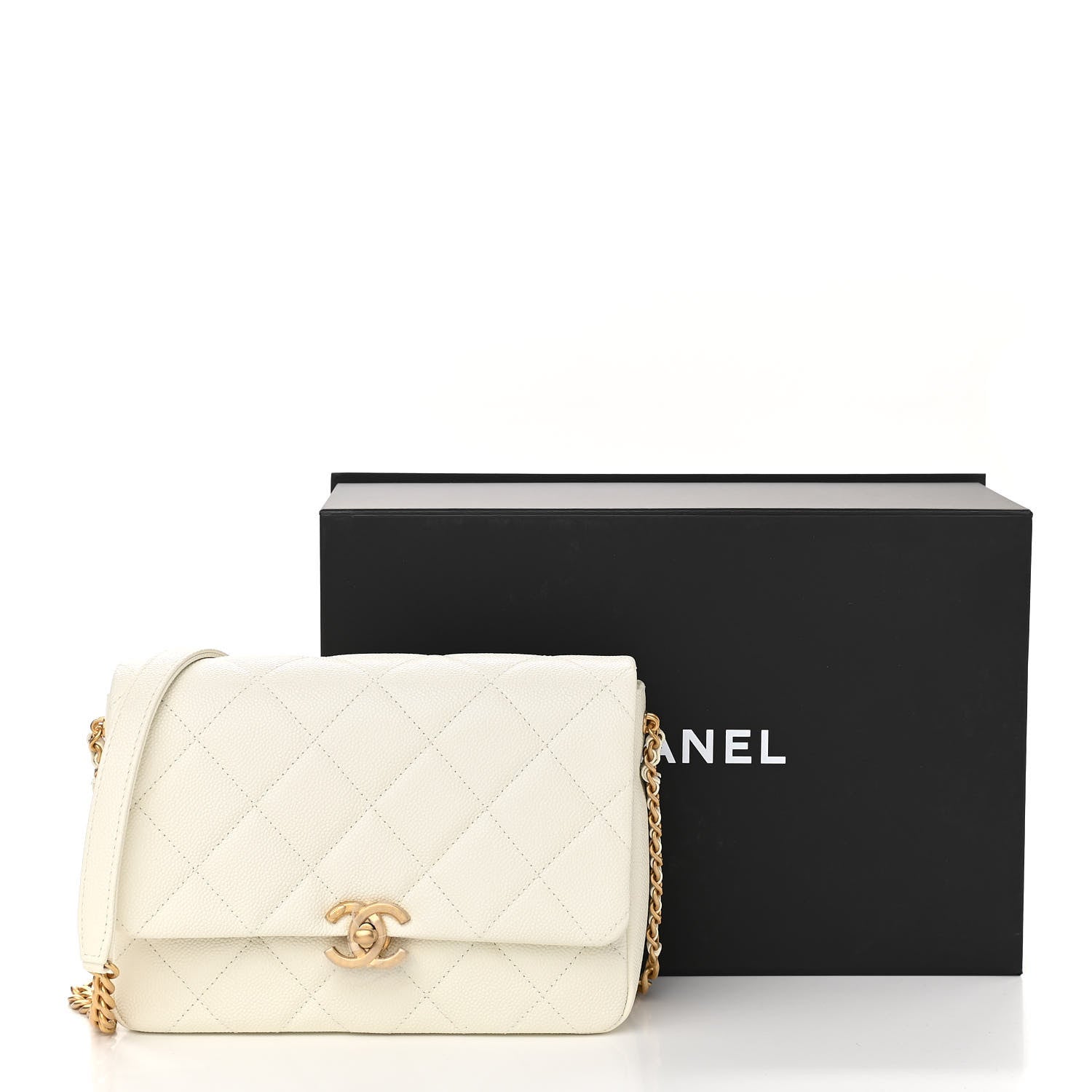 Chanel Shiny Caviar Quilted Small Chain Melody Flap White 11 of 11
