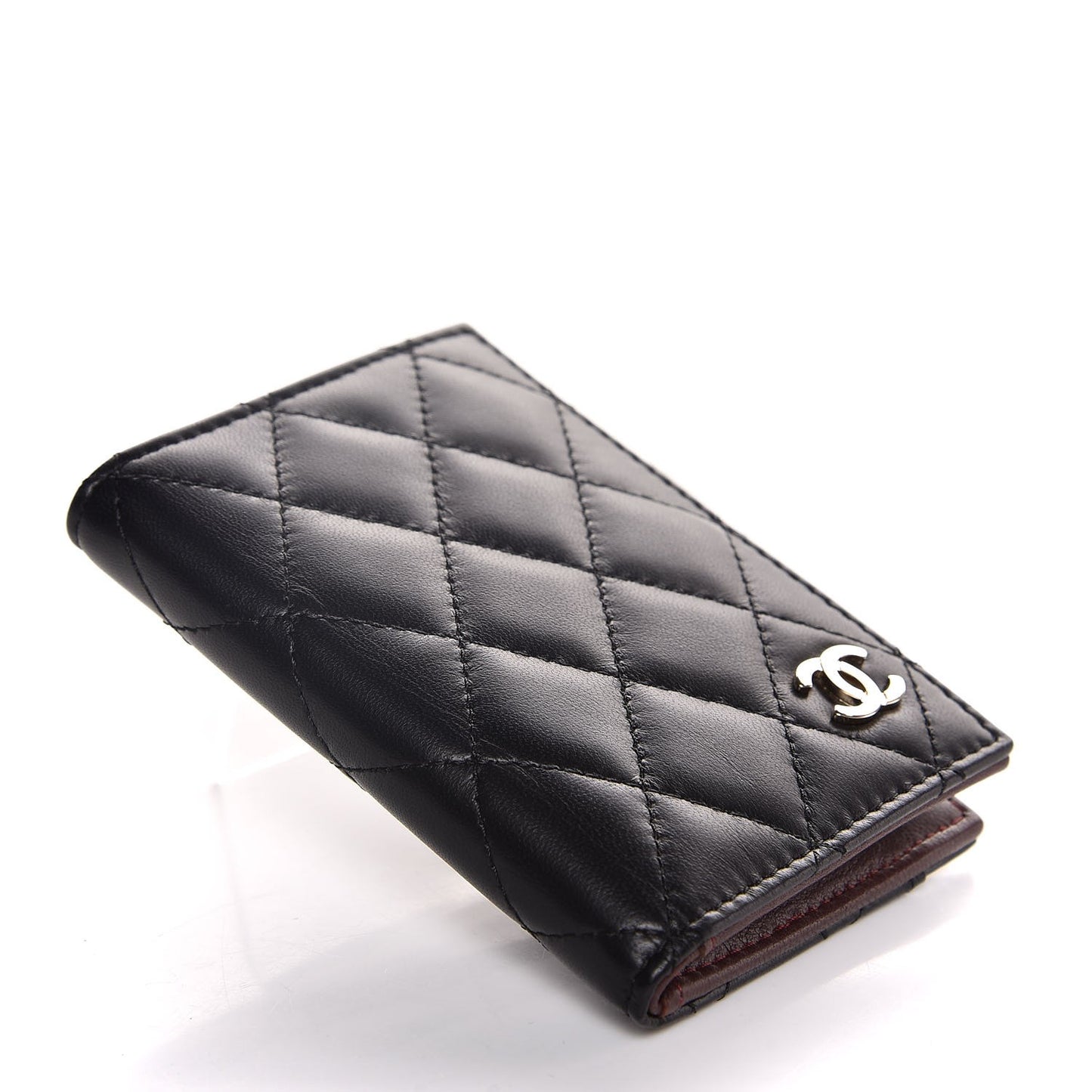 Lambskin Quilted Card Holder Wallet Black