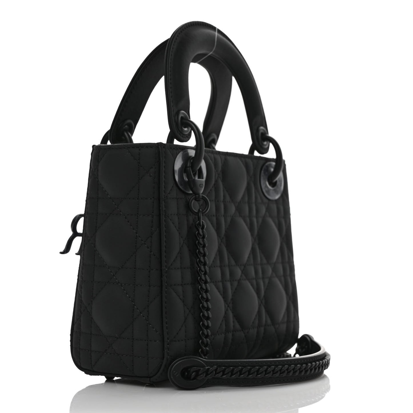 Ultra Matte Calfskin Cannage Mini Lady Dior Black