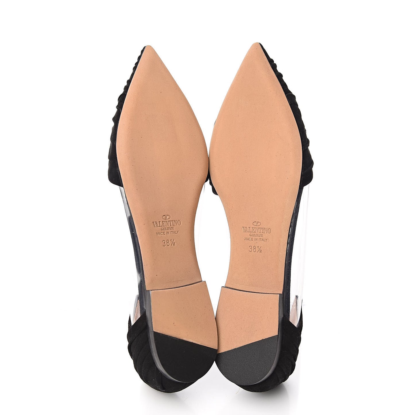Ruched Suede PVC B-Drape Flats 38.5 Black