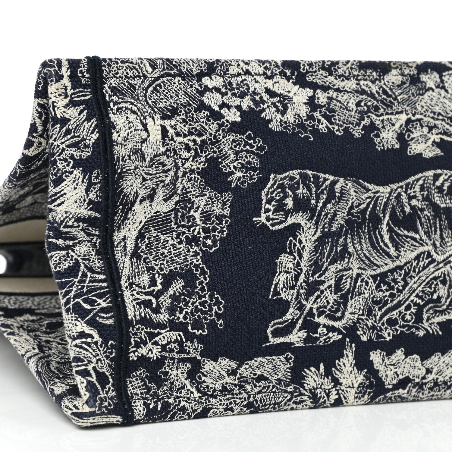 Christian Dior Canvas Embroidered Large Toile De Jouy Reverse Book Tote Blue 9 of 10