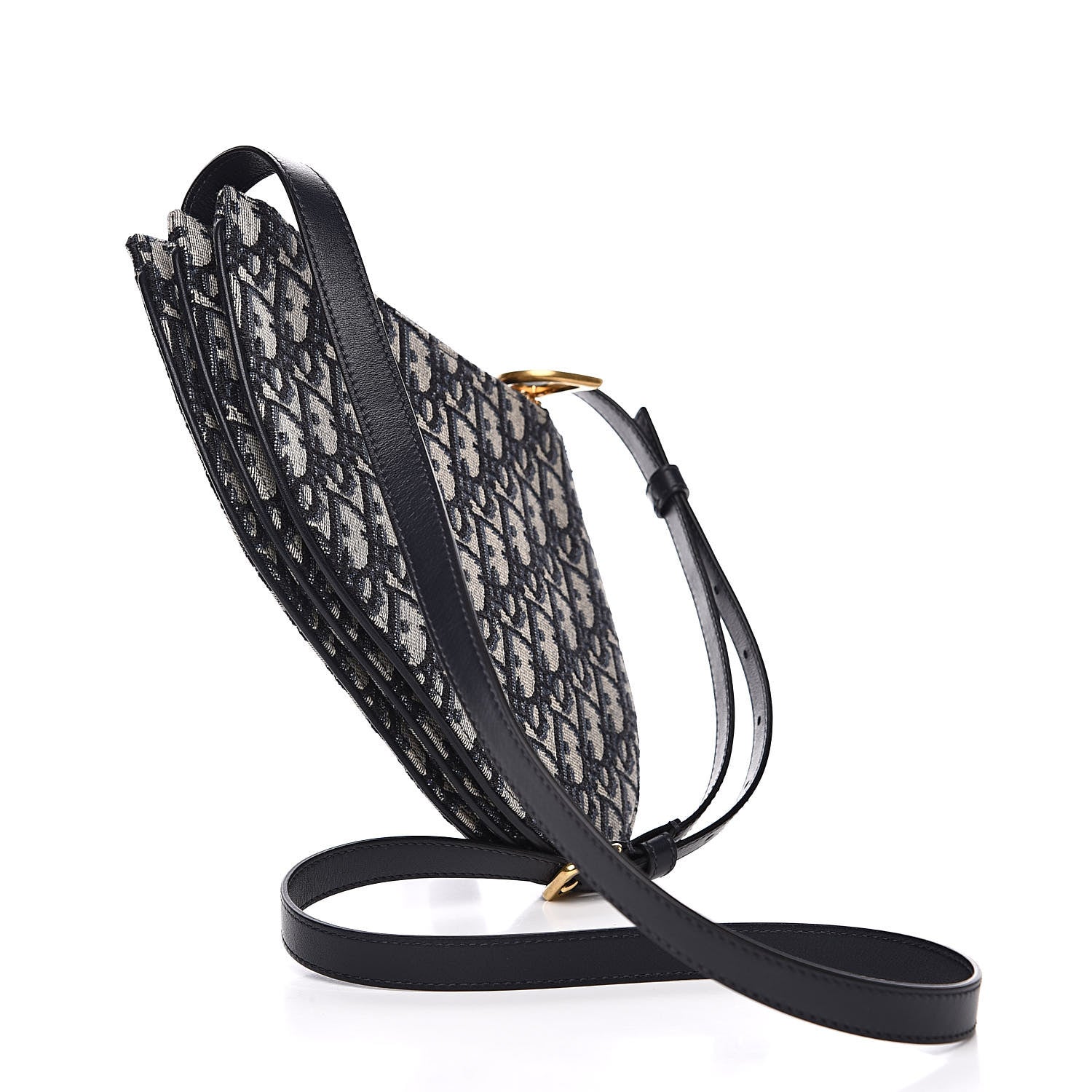 Christian Dior Oblique Saddle Pouch With Strap Navy Blue 3 of 9