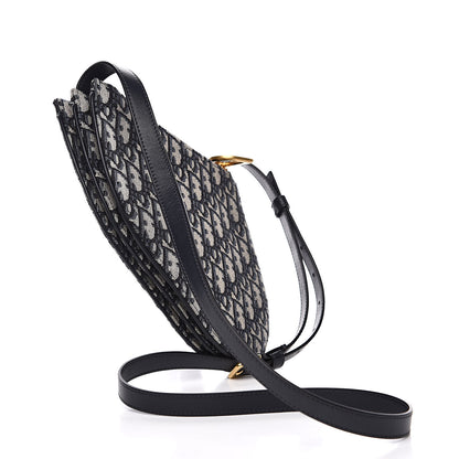 Christian Dior Oblique Saddle Pouch With Strap Navy Blue 3 of 9