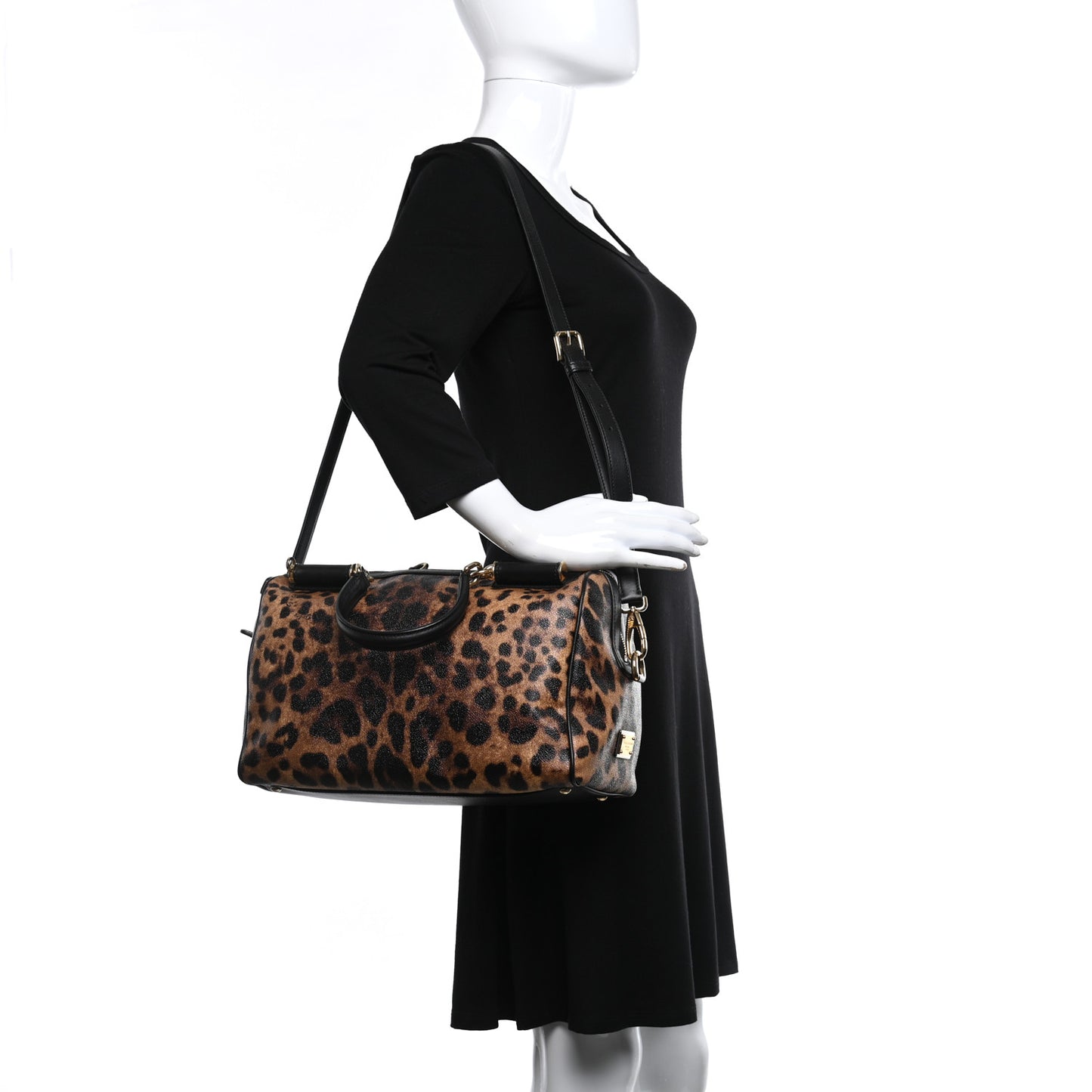 Dauphine Leopard Print Miss Sicily Boston Satchel