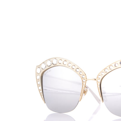 Gucci Metal Crystal Cat Eye Sunglasses GG00114S Gold 5 of 10