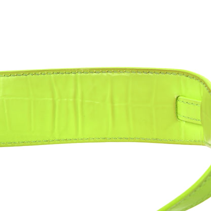 Balenciaga Semi Shiny Calfskin Crocodile Embossed Neo Classic Silver Hardware Mini City Fluo Yellow 25 of 26