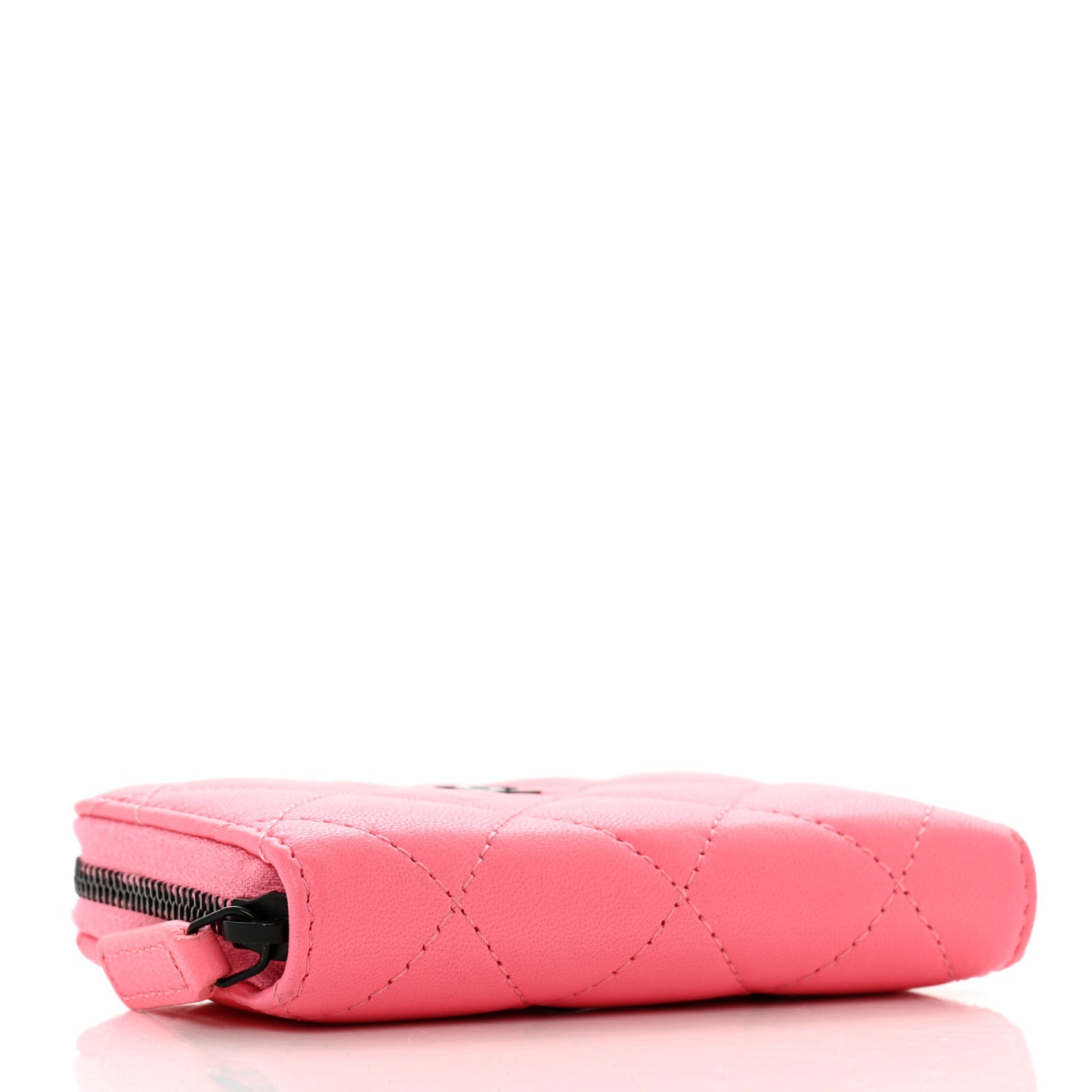 Lambskin Quilted Zip Around Coin Purse Pink