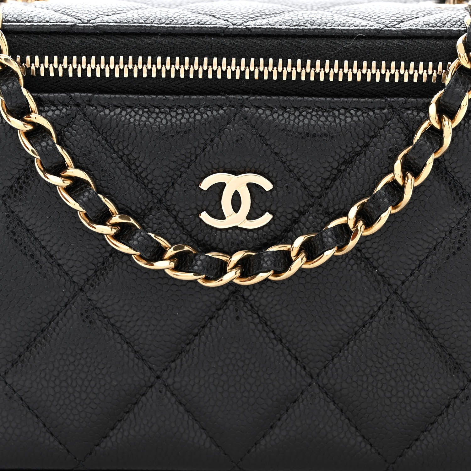 Chanel Caviar Quilted Small Vanity Case With Chain Black 8 of 11