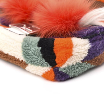 Fendi Shearling Calfskin Goat Fox Fur Bugs Baguette Orange Multicolor 10 of 12