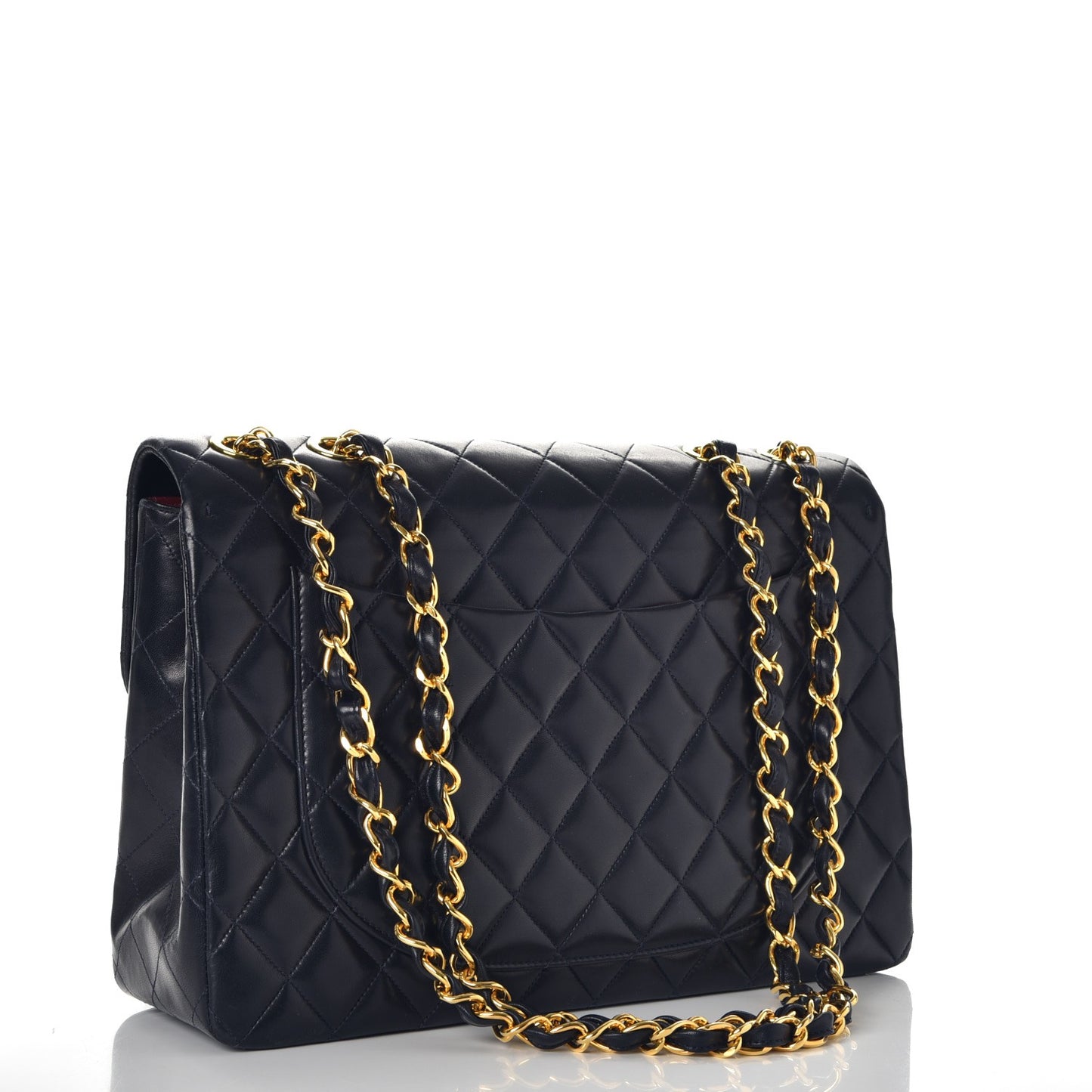Lambskin Quilted XL Jumbo Single Flap Navy