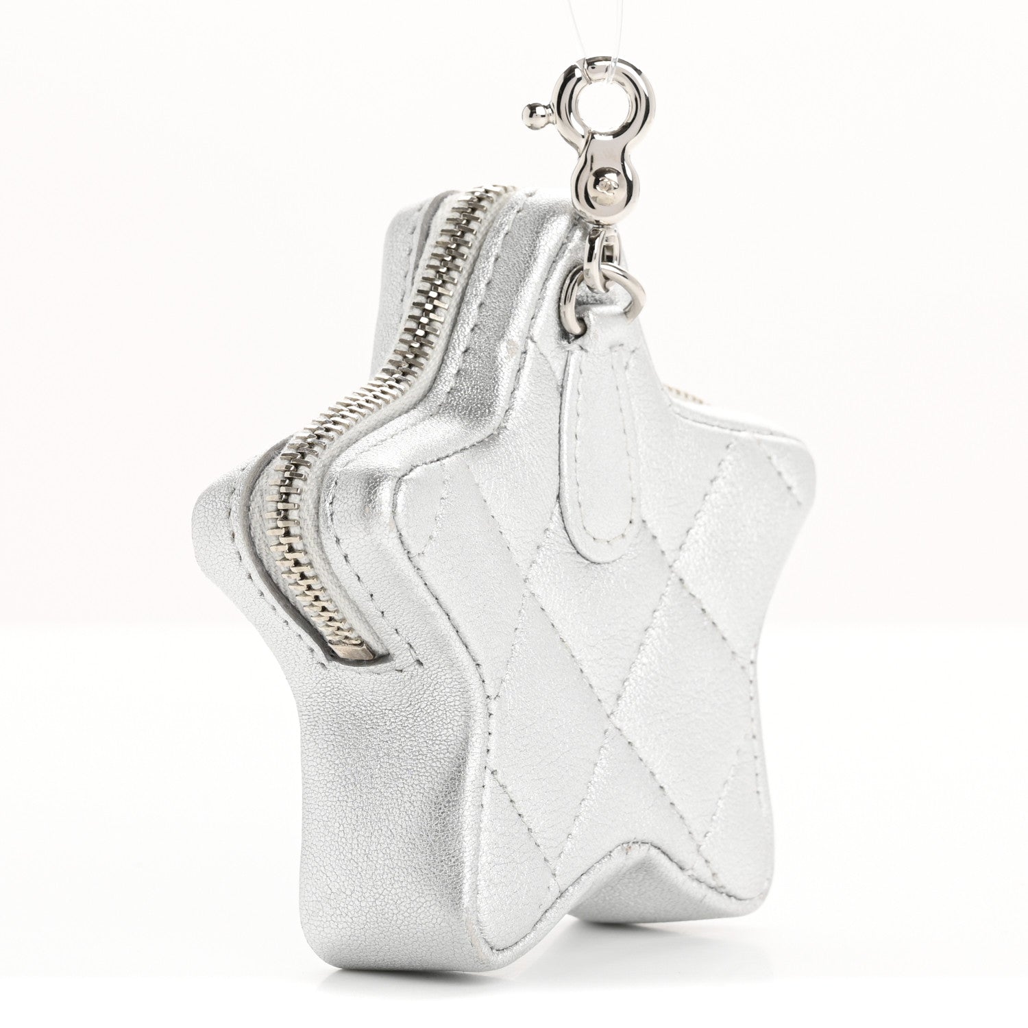 Chanel Metallic Lambskin Walk Of Fame Star Clip On Coin Purse Silver 3 of 7