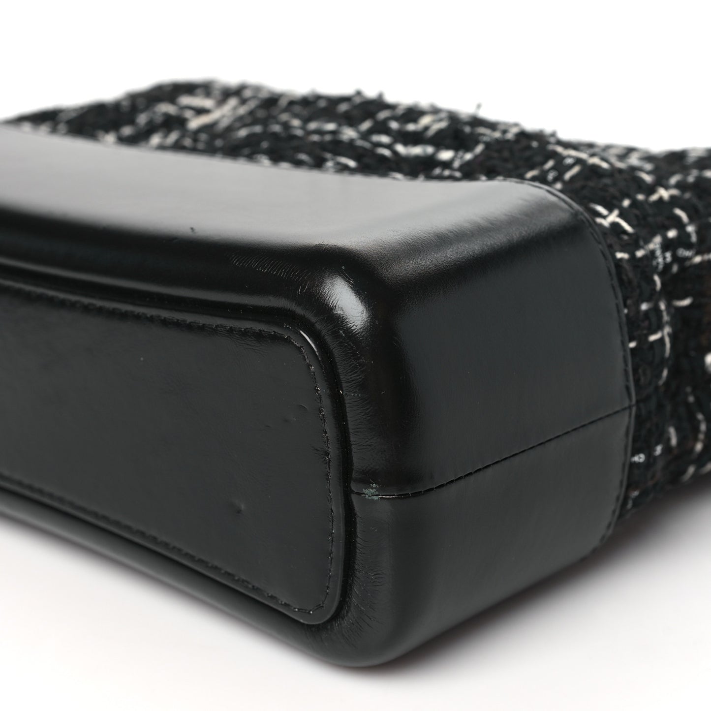 Tweed Calfskin Quilted Medium Gabrielle Hobo Black White